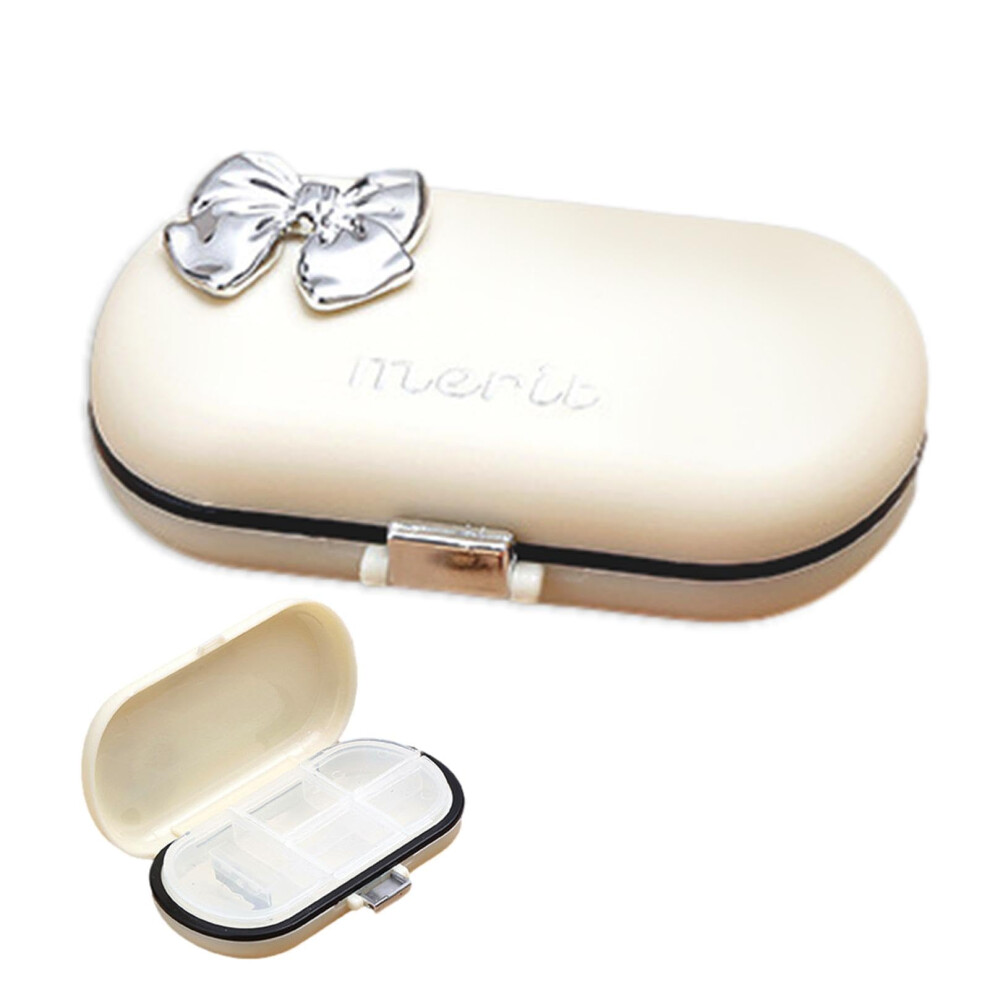 Daily Pill Organiser Bow Tie 4Grid, Compact Tablet Dispenser, Waterproof Medicine Box, Seniors And Kids Medicine Box