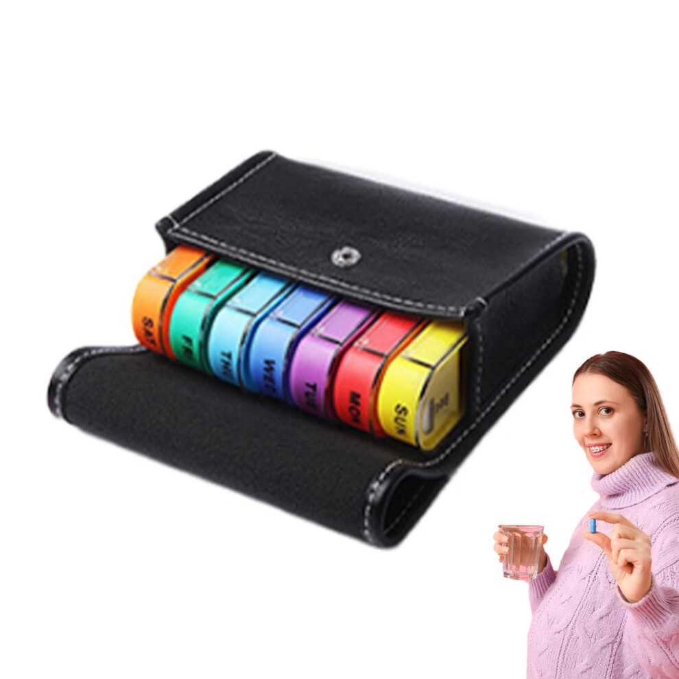 White Monthly Medication Organizer, 4Compartment Pill Box, Pill Organizer, Evening/Night Pills, Medicine Planner Case