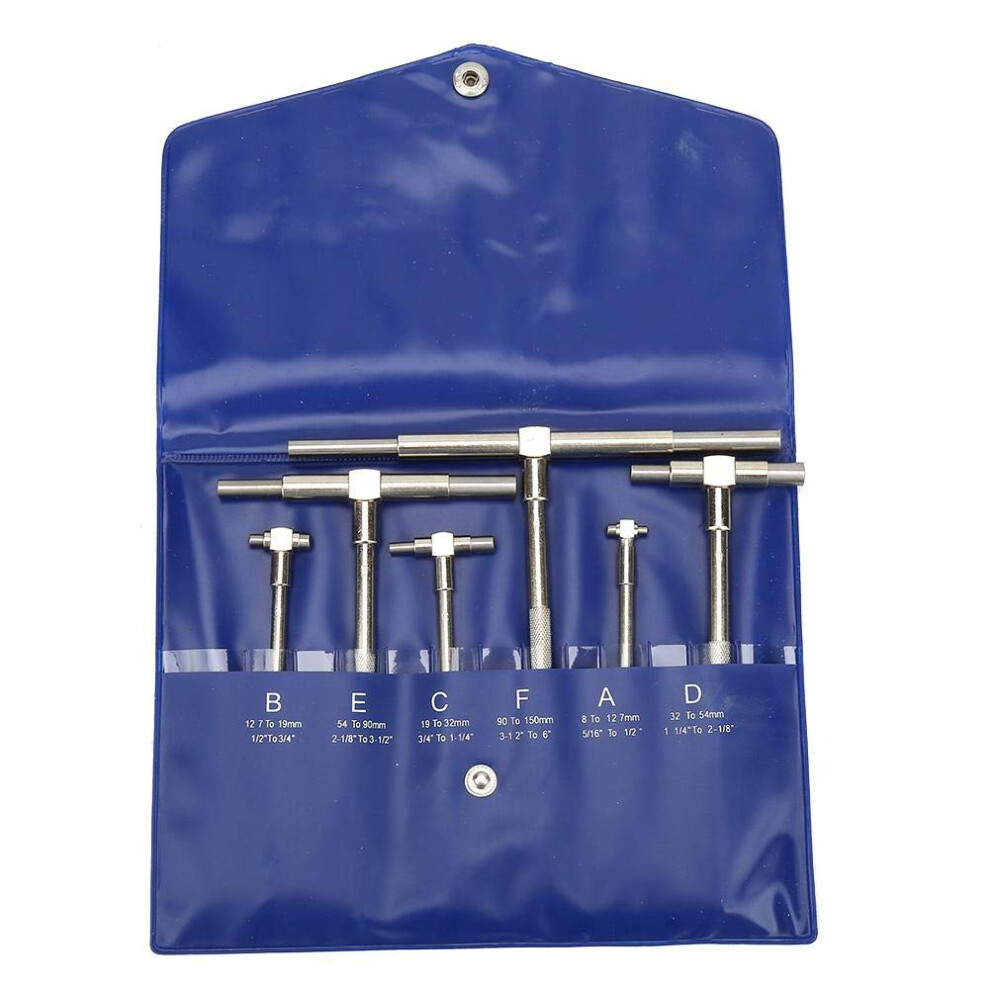 Telescopic Gauge Set 6Pcs 8150Mm Precision Tbore Hole Measuring Tools With Pouch 9347817525304
