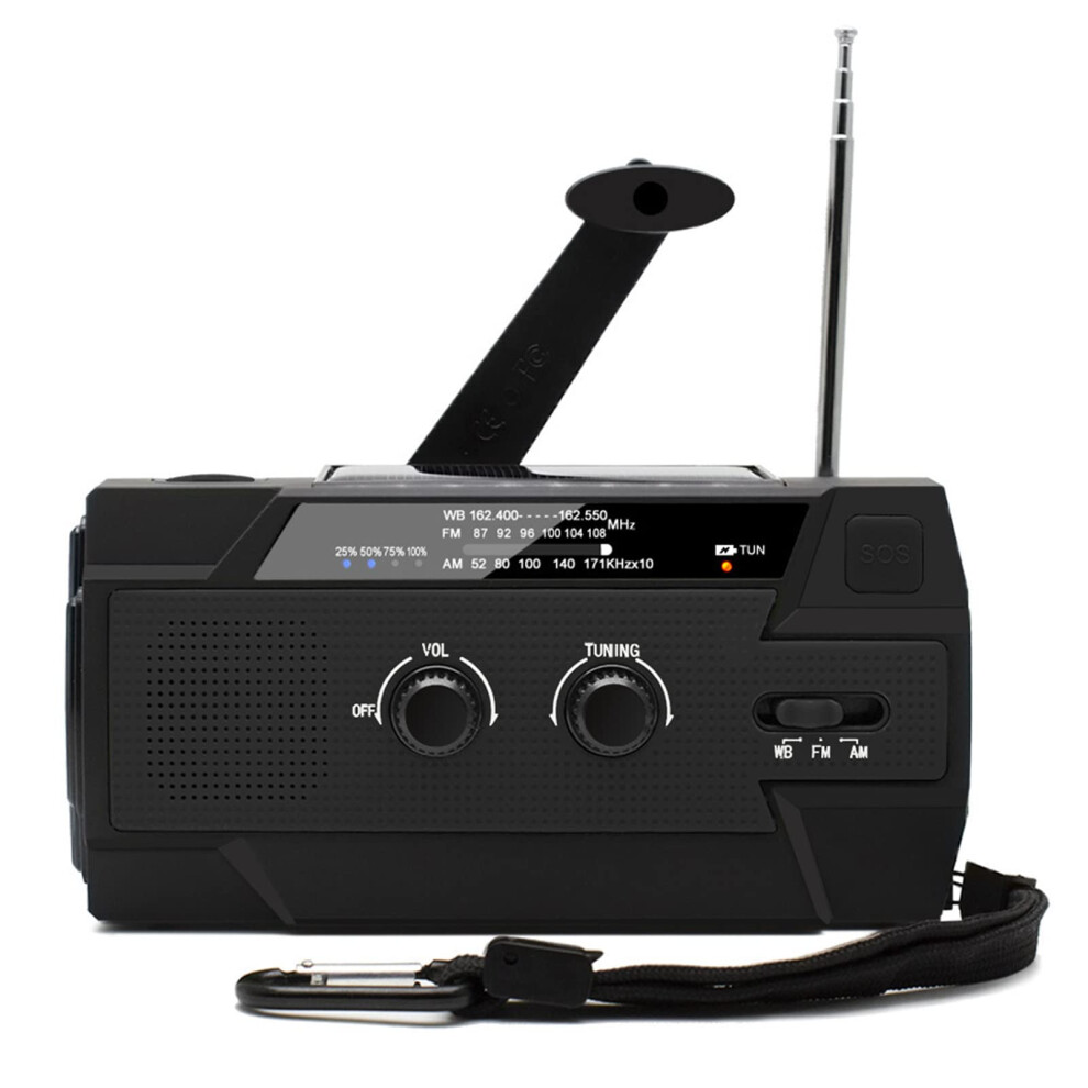 Noaa Emergency Weather Radio With Solar Hand Crank, 4000Mah Power Bank, Am Fm, Sos Alarm, Flashlight 9187378443347