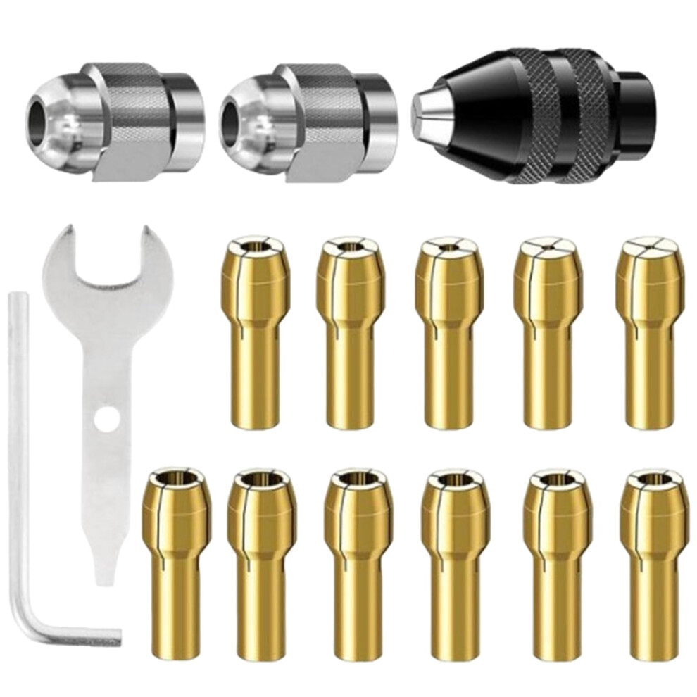 Drill Chucks Collet Set For Rotary Tool 0.53.2Mm Shank Replacement Keyless Quickchange 9347817744859