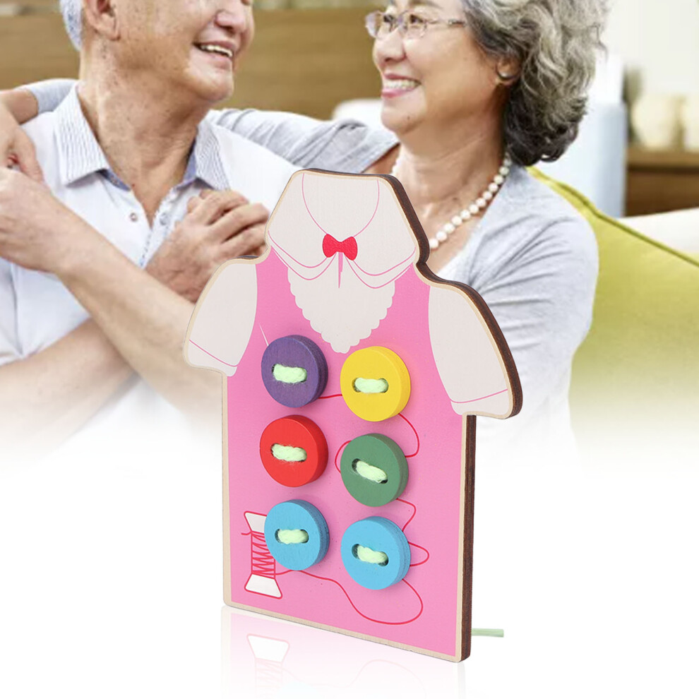 Bright Pink Wooden Threading Toy for Toddlers, 11x13cm