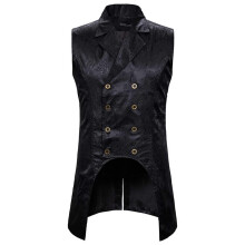 Men's Brocade Tailcoat Halloween Costume Vest Gothic Steampunk Double Breasted Paisley Vest Black Size M