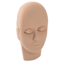 Tête de mannequin en caoutchouc brun clair réutilisable pour la pratique, dimensions 17,5 x 10,7 cm