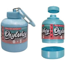Protein Bottle Portable Mini Container For Sports Nutrition Powder Storage ToGo Keychain Funnel Pill Box Blue 200 ml