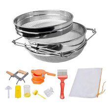 Beekeeping Starter Kit with Stainless Steel Double Sieve Honey Strainer and Ergonomic Frame Grip