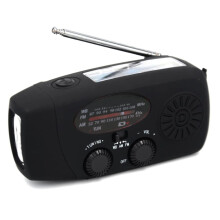 Solar Emergency Radio With Hand Crank, NOAA Weather Radio, FM/AM, Waterproof LED Flashlight, Compact Handheld
