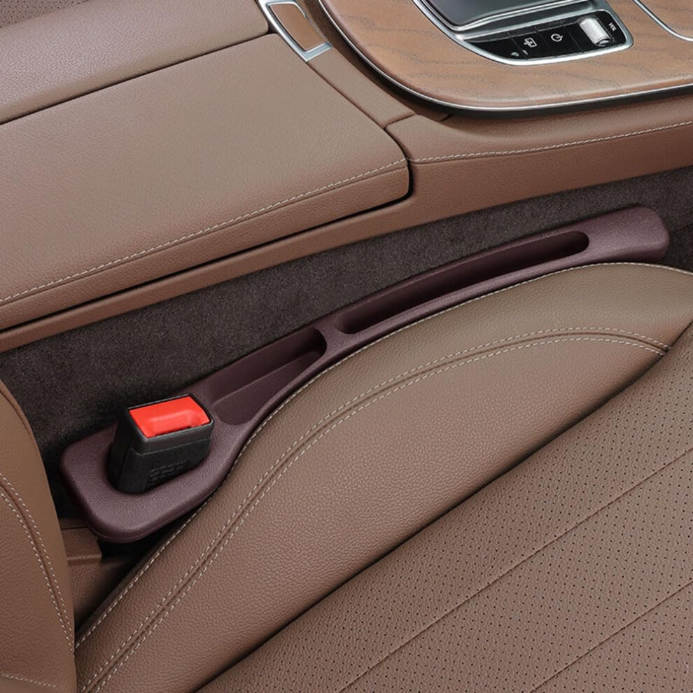 Car Seat Gap Filler Organizer Pu Leather With Storage Universal Dualtone For Toyota Brown 9382693417190