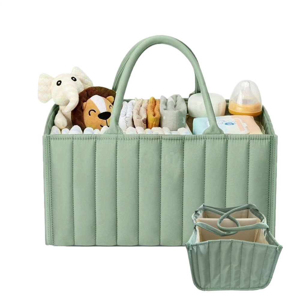 Diaper Organizer Felt Baby Caddy, Handle, Waterproof Multipurpose Nursery Storage For Shower Bedside Light