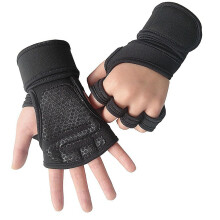 Practical Training Gloves for Men - Ventilated Wrist, Slip Resistant Silicone Grip, Ideal for Gym, Cycling, Weight Lifting, Black
