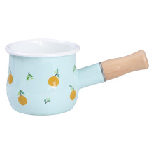 Milk Pot with Wooden Handle 400ml Mini Saucepan with Pour Spout for Milk and Butter Heating