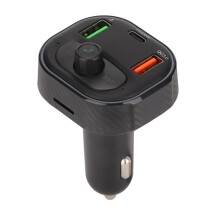 Bluetooth 5.1 FM Transmitter For Cars, Carbon Fiber Style Music Adapter With Fast Charge PD20W & QC, Hands-Free Calls, Clear Sound, 3PCS Colorful LED