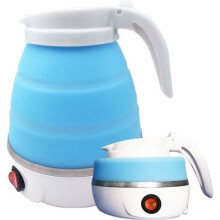 Faltbarer Wasserkocher, 0,6 l, 600 W, Silikon-Reisewasserkocher, tragbarer Mini-Wasserkocher für Reisen, Blau