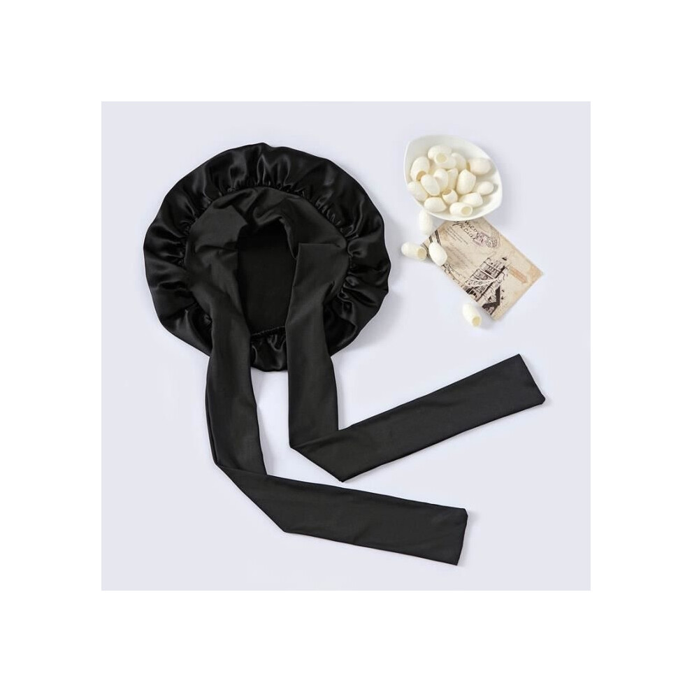 Aihontai Black Nightcap - Inf - 100% Mulberry Silk - Airy - Wide Brim