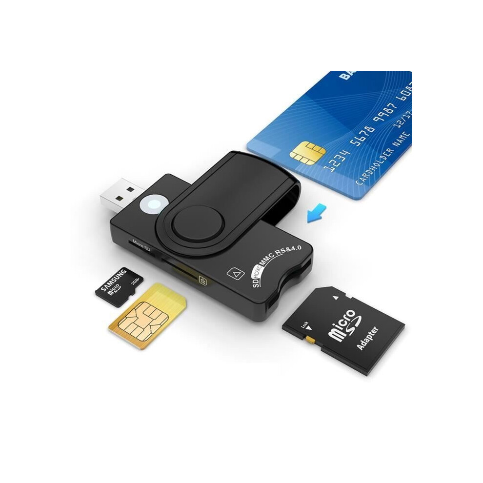 In 1 Sim Card Reader, Micro Sd Card Reader For Dod Common Access Cac/Sim/Id/Ic Bank, Compatible With Windows/Vista 8581600430937