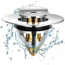Stainless Steel and Brass Pop-Up Sink Drain for 1.33" to 1.4" Holes - Universal and Anti-Blocking