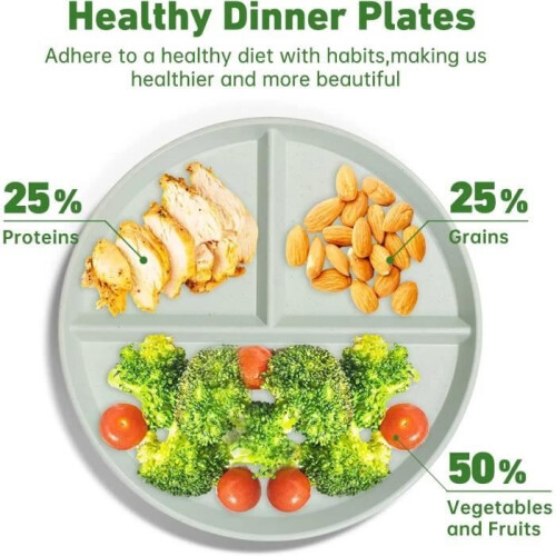Set of 4 Divided Plates, Premium Dinnerware with Separate Portion Control, Unbreakable, Reusable, Lightweight 2
