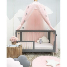 Kinderbetthimmel, Baby-Kuppelzelte 240 cm, Musselin-Bettvorhang, Schlafzimmerdekoration – Rosa