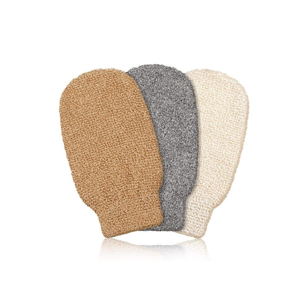 Aihontai Exfoliating Gloves, 3 Pcs Horsehair Mitt Eco-Friendly Bath Shower Glove Deep Scrubbing Glove Body Exfoliation Glove