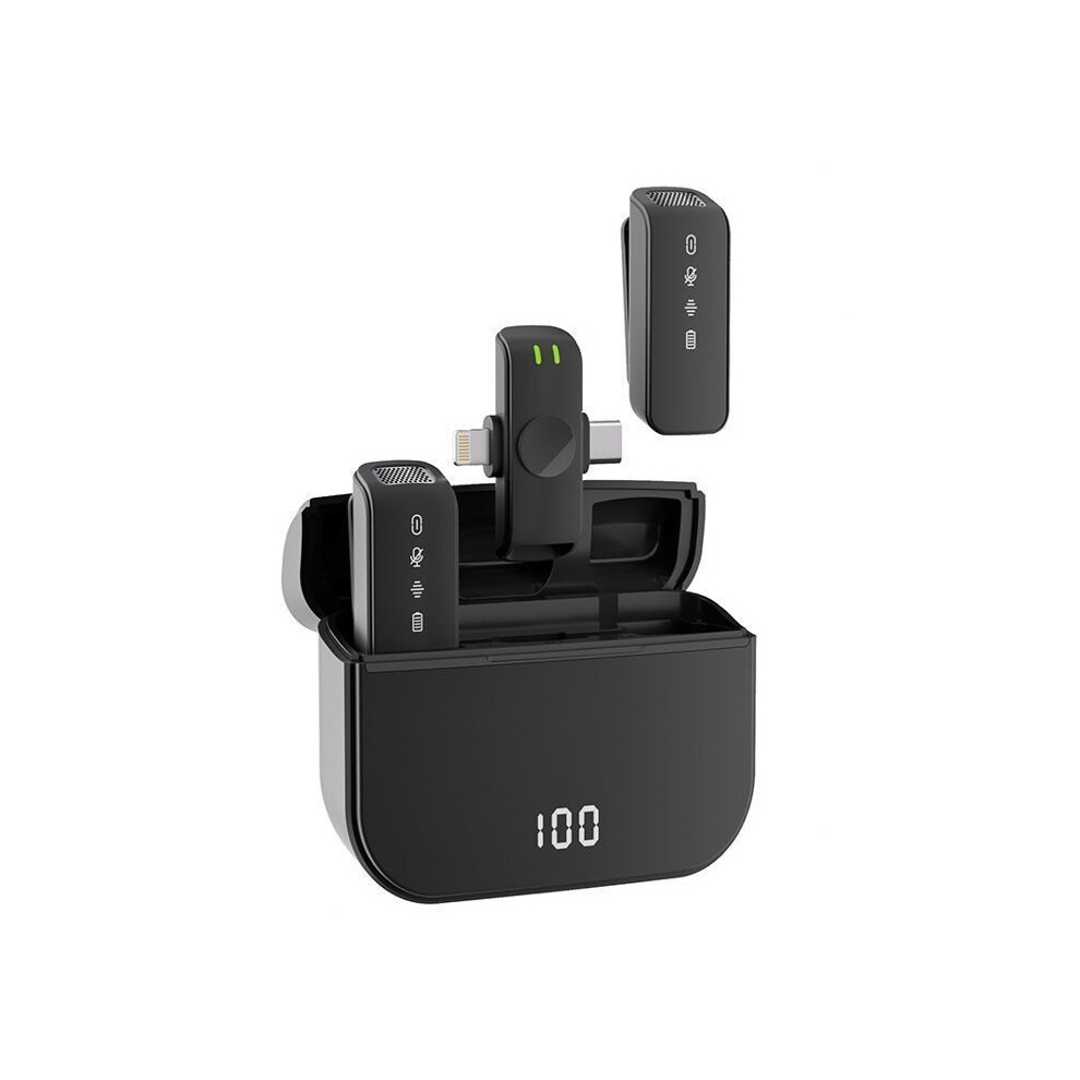 Wireless Lavalier Microphone, Set Of 2 Rechargeable Wireless Microphones With 30M Range And Noise Cancelling For Iphone And Black 8581600432368