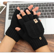 Winter Mittens Fingerless Gloves Convertible Half Finger Mittens for Women and Men Stretchy Knit.
