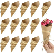 100 Stück Kraft-Kornett-Papierbox, Hochzeitskegel, Konfetti, Süßigkeiten, Land-Hochzeit, Süßigkeiten-Blumenstrauß