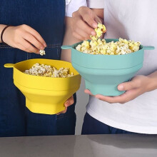 MOTHINESSTO Zusammenklappbare Popcorn-Schüssel – Silikon – großes Fassungsvermögen – hitzebeständig – leicht zu reinigen