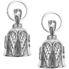 Motorrad-Schlüsselanhänger – Schutzglocke – 2 Stück – Metall – Silber – Glücksaccessoire