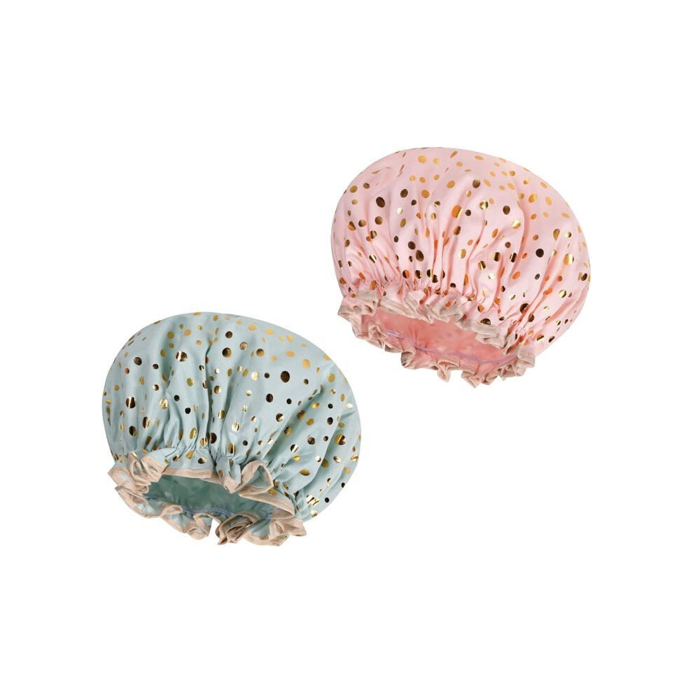 Aihontai Shower Cap, 2 Pieces Waterproof Shower Cap, Reusable Bathing Caps With Elastic Bands For Women Girls
