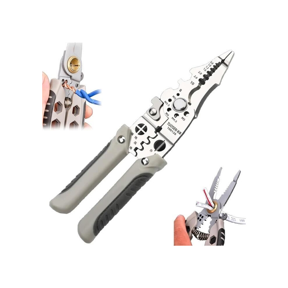 Pince Ã Dã©Nuder - Multifonctionnel - Dã©Nudeur Automatique - Acier Au Carbone - Poignã©E Pvc - Couleur Gris 8581600434874
