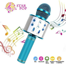 Microphone Bluetooth sans fil - Portable karaoké micro haut-parleur - Bleu