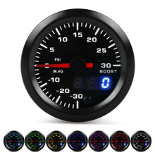 Universelle 7-Farben-LED-Turbo-Boost-Anzeige, 52 mm, Digitalanzeige, Zeiger 2 Zoll