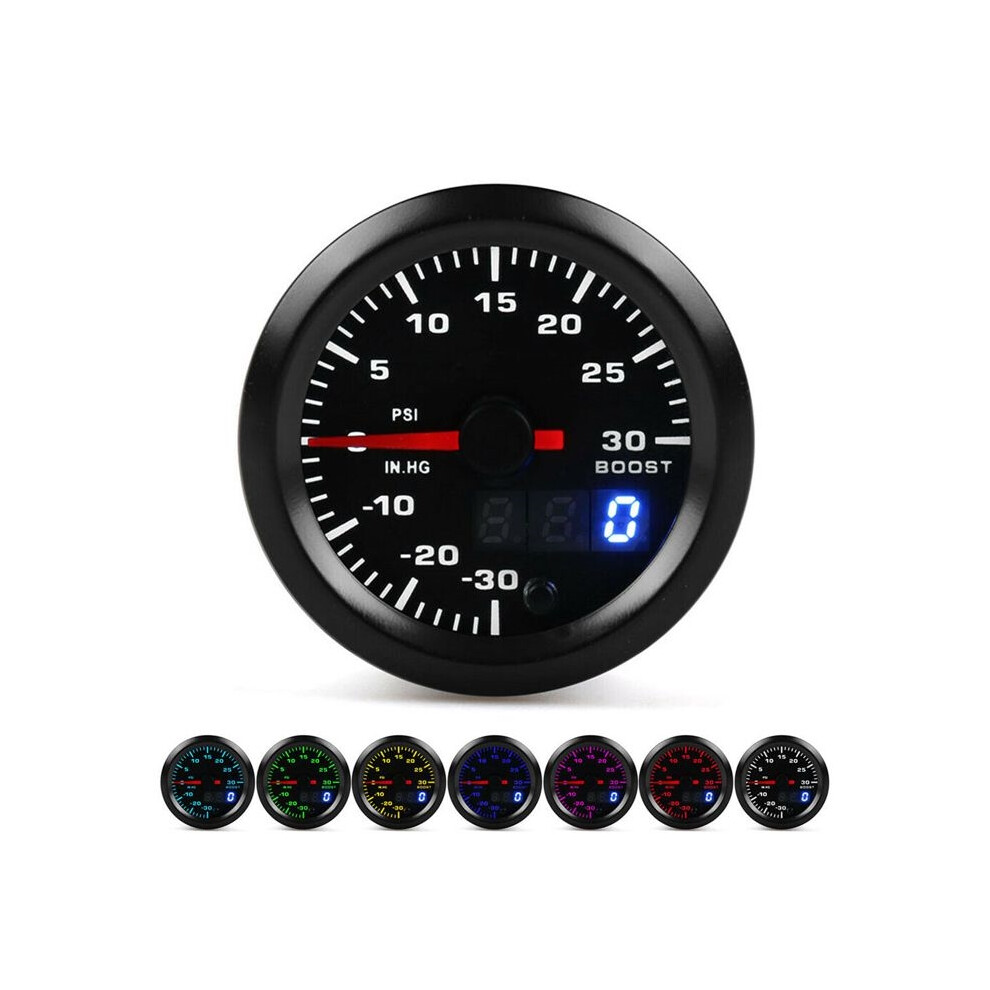 Universal 7 Color Led Turbo Boost Gauge 52Mm Digital Display Pointer 2" 8581600435628