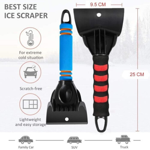 Car Ice Scraper for Windshield, No Scratch Snow Scrapers, Sturdy Foam Grip. 2