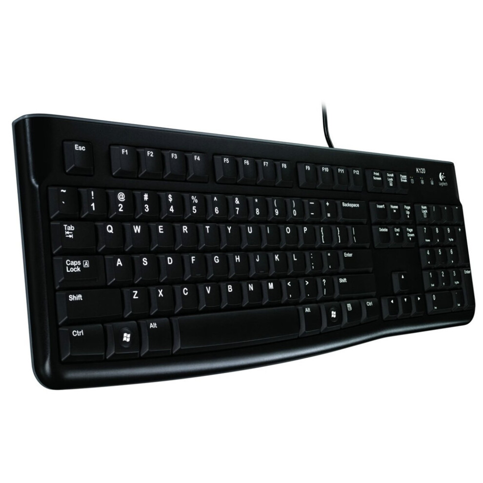 K120 Wired Keyboard For Windows, Fullsize Qwerty Spanish Layout, Comfortable Typing, Black 9382693284396