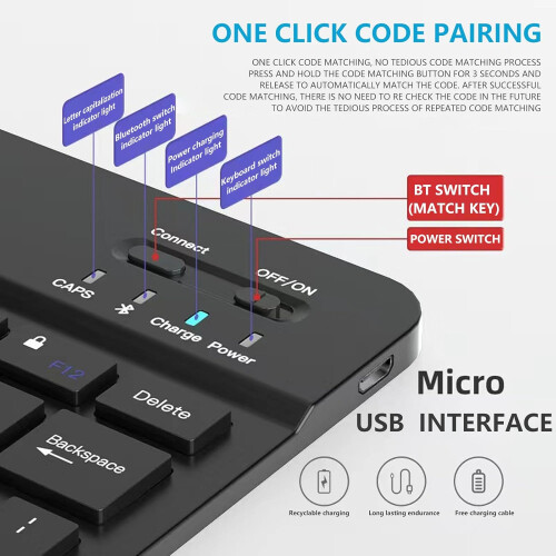 Bluetooth Keyboard UK Layout, Slim Wireless Rechargeable Design for iPad, Windows and MultiDevice Use 1