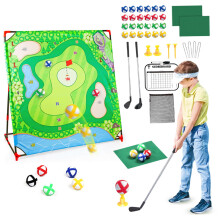 Golf Chipping Game with 24 Sticky Balls, 2 Clubs and Practice Mats for Indoor Outdoor Family Fun