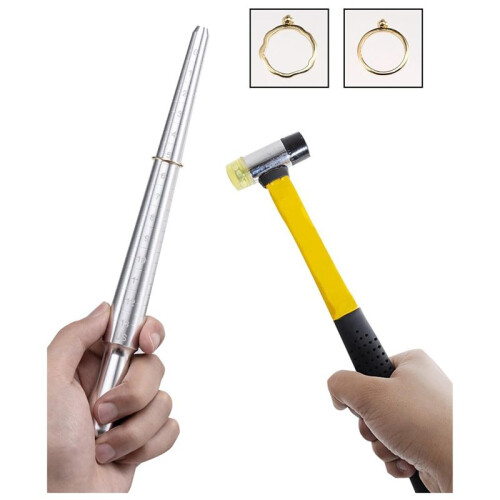 Ring Size Measuring Tool Set, Ringsizing with Magnifying Glass, Solid Ring Mandrel Sizing Tool for Ring Repair 2