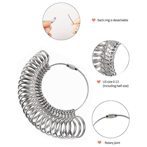 Ring Sizer Measuring Tool Set, Ring Sizer with Magnifying Glass, Integrated Conical Solid Ring Mandrel for Ring Repair 1