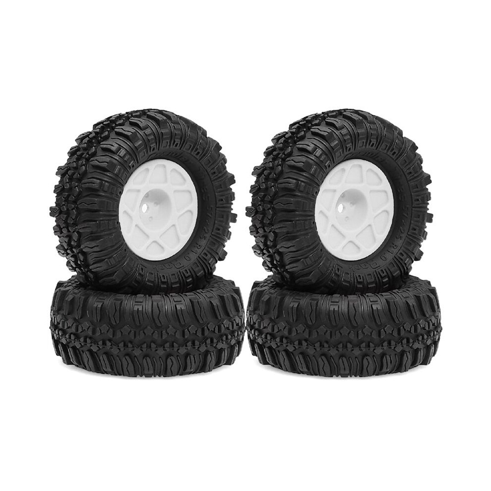 4Pcs 57Mm 1.0 Inch Beadlock Wheel Tire Set For Trx4m Scx24 Ax24 Fcx24 Fcx24m 1/18 1/24 Rc Crawler Car White 6033149787154