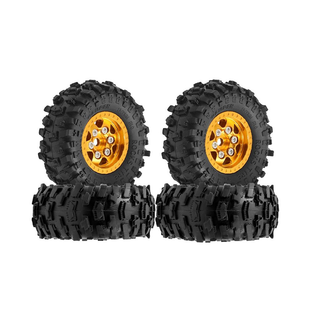 4Pcs 63Mm 1.0Inch Metal Beadlock Wheel Tire Set For 1/18 Trx4m Scx24 Rc Crawler Car Upgrade Parts 6032766513450