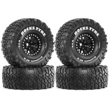 4 Stück 120 mm 1,9 Zoll Beadlock-Felgen-Gummireifen-Set für 1/10 RC Crawler Car Axial SCX10 Pro Capra TRX4 D90 Schwarz