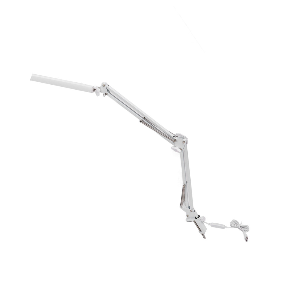 White Multi-Use Led Swing Arm Desk Lamp With Clamp For Study & Office