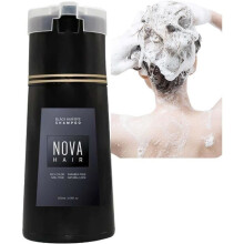 Nova Hair Instant Dye Shampoo, Nova Hair Dye Shampoo, Haarfarbshampoo, Novahair Instant Dye Shampoo für Männer und Frauen, (Schwarz)