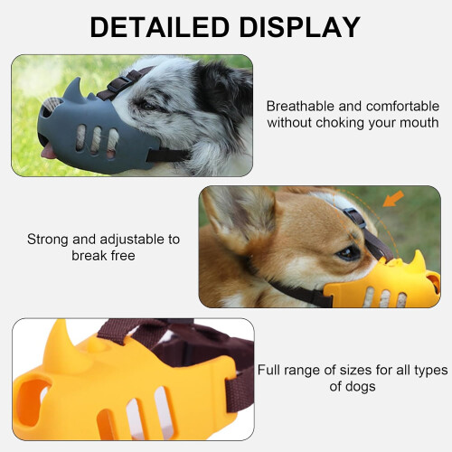 Adjustable Dog Muzzle for Large Breeds, Breathable Soft Fabric, Bite Prevention, Sky Blue L 1