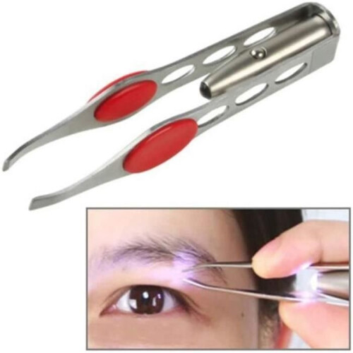 Set mit 2 Pinzetten mit LED-Licht, schräge Spitze, Edelstahl 366 2