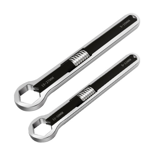 2Pcs Multifunctional Ring Wrench Set Adjustable Large/Small Double-Headed Wrench Universal Maintenance Hand Tools