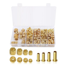 180 Stuks Knelkoppelingen Assortimentset (1/4 Inch, 3/8 Inch, 5/16 Inch, 1/2 Inch) van Messing Compressiehulshuls, Inzetstuk en Moeren