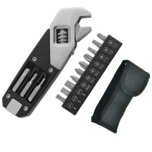 Justerbar Skiftnyckel i Rostfritt StåL Utbytbart Skruvmejselhuvud BäRbart HushåLlsverktyg med FöRvaringsväSka