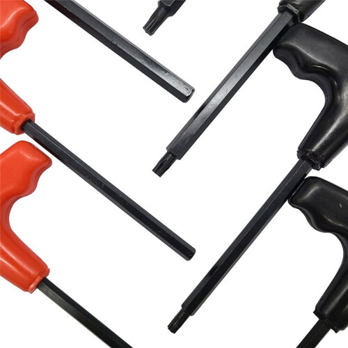 10 Piece Hexagonal Wrench Set with Flat  T-Shaped Red Handle H2-H10 Wrench Blackened Iron Frame